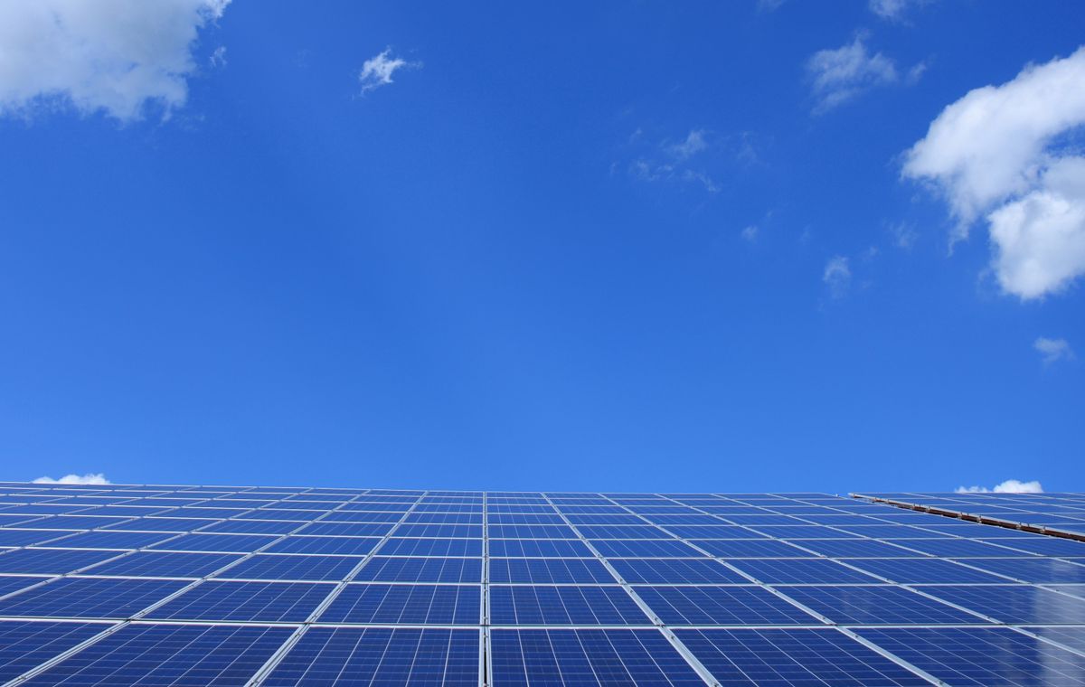 Solar panels against a blue sky